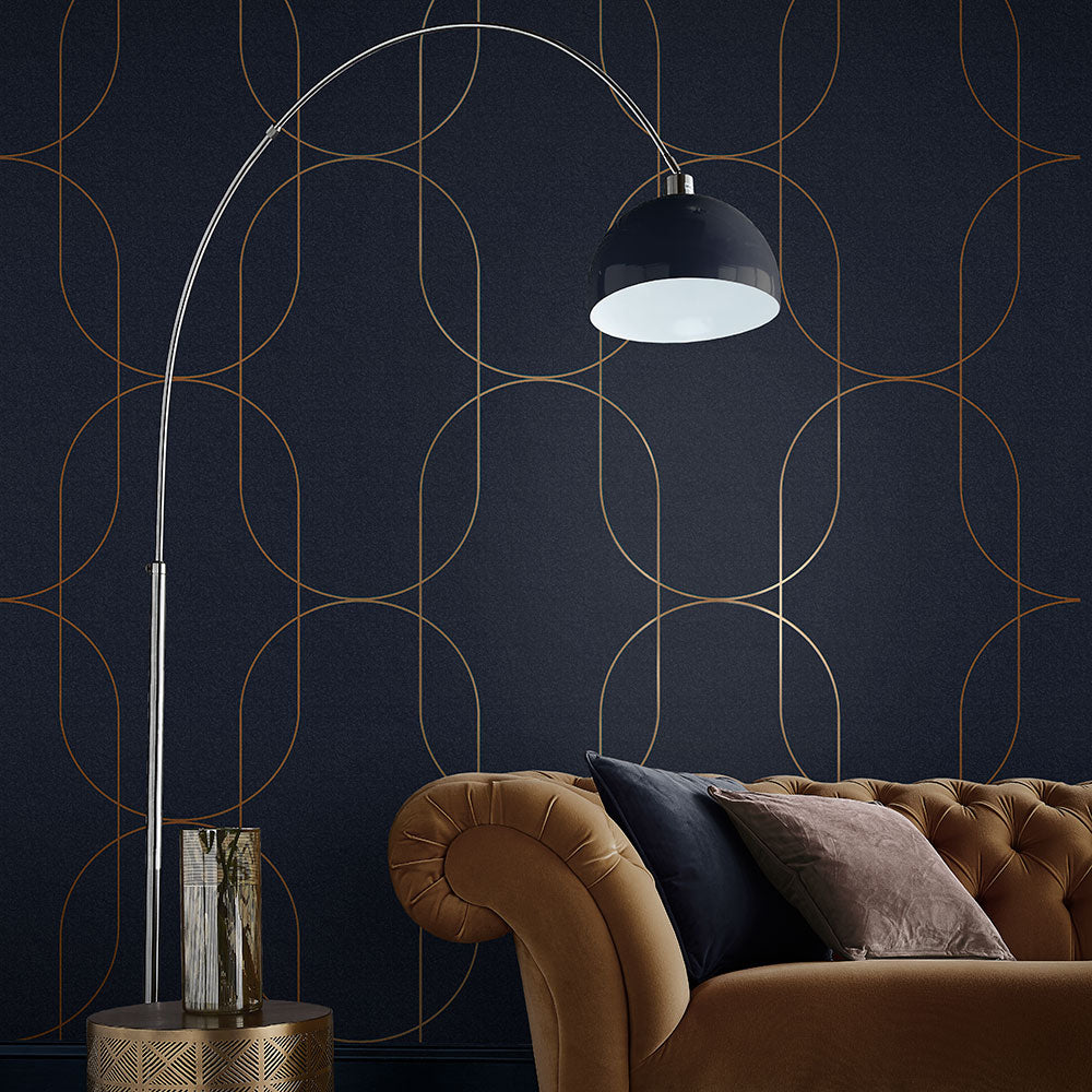 Graham & Brown - Vliesbehang - Palais Navy & Copper - 10mx53cm