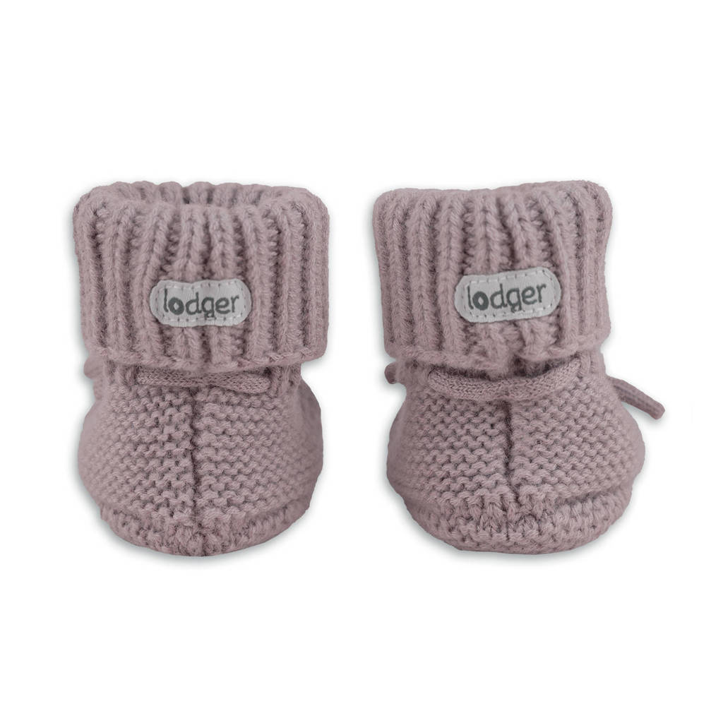 Lodger wollen baby slofjes lila