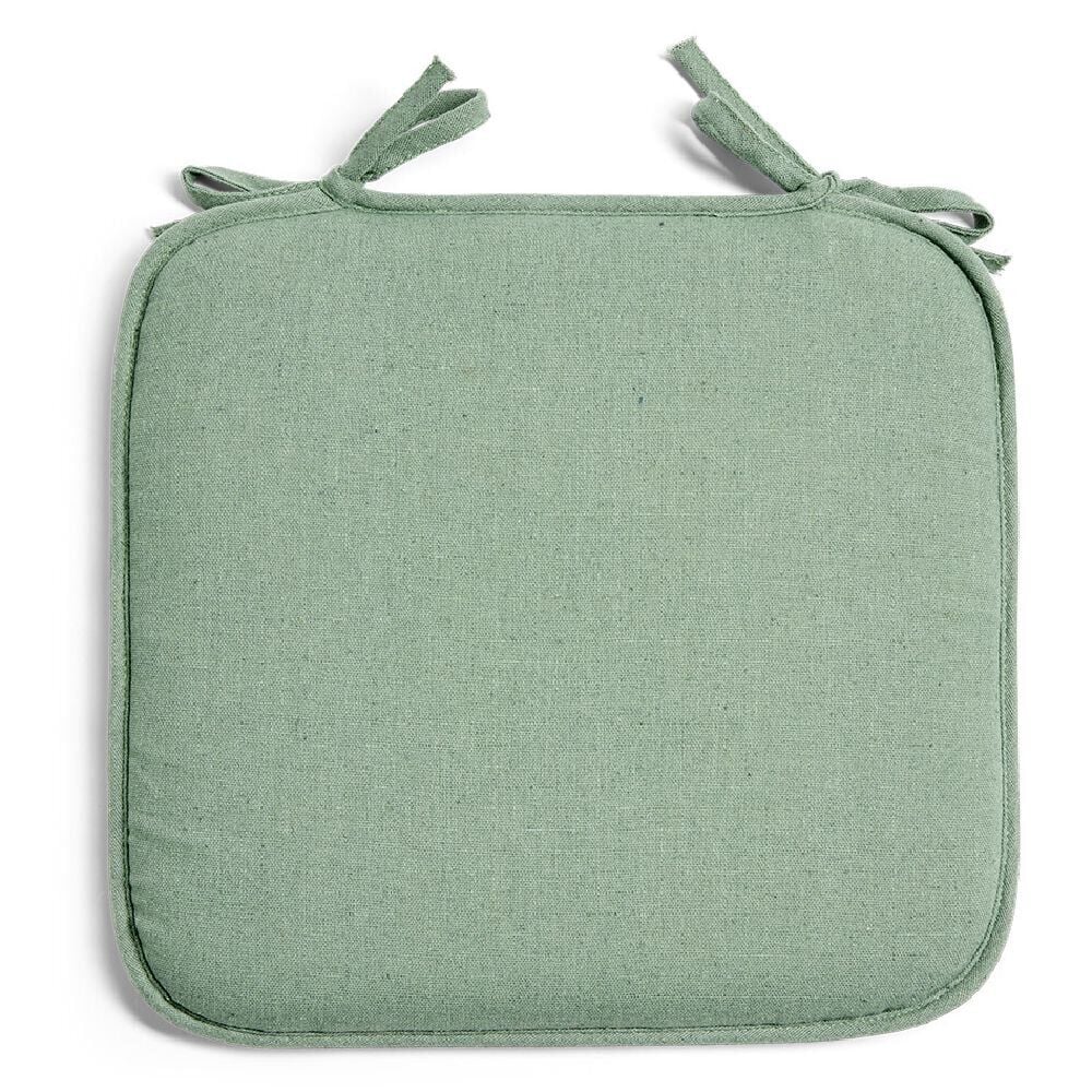 Galette de chaise carrée 38x36cm à nouettes polycoton vert