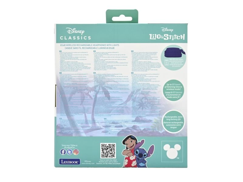 Lexibook Bluetooth/Kabelkopfhörer 3D Stitch Wireless Kopfhörer mit Lautstärkebegrenzung
