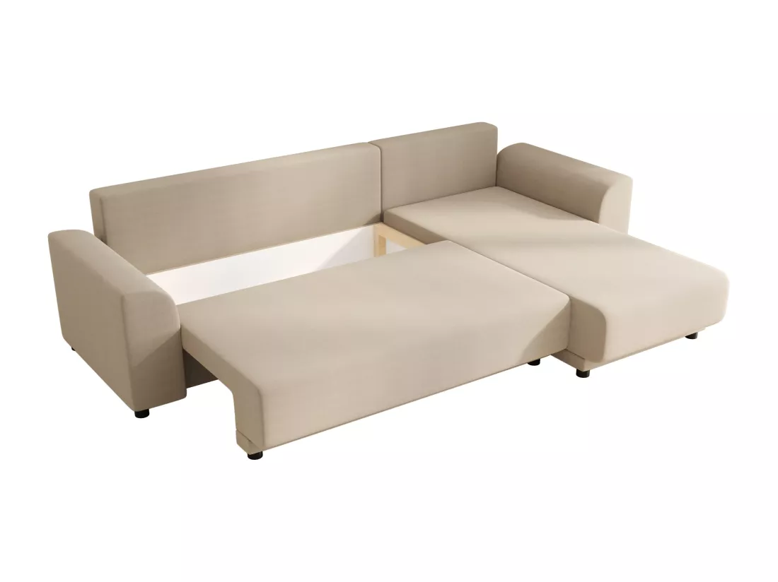 Canapé d'angle convertible et réversible en tissu beige NESSARO