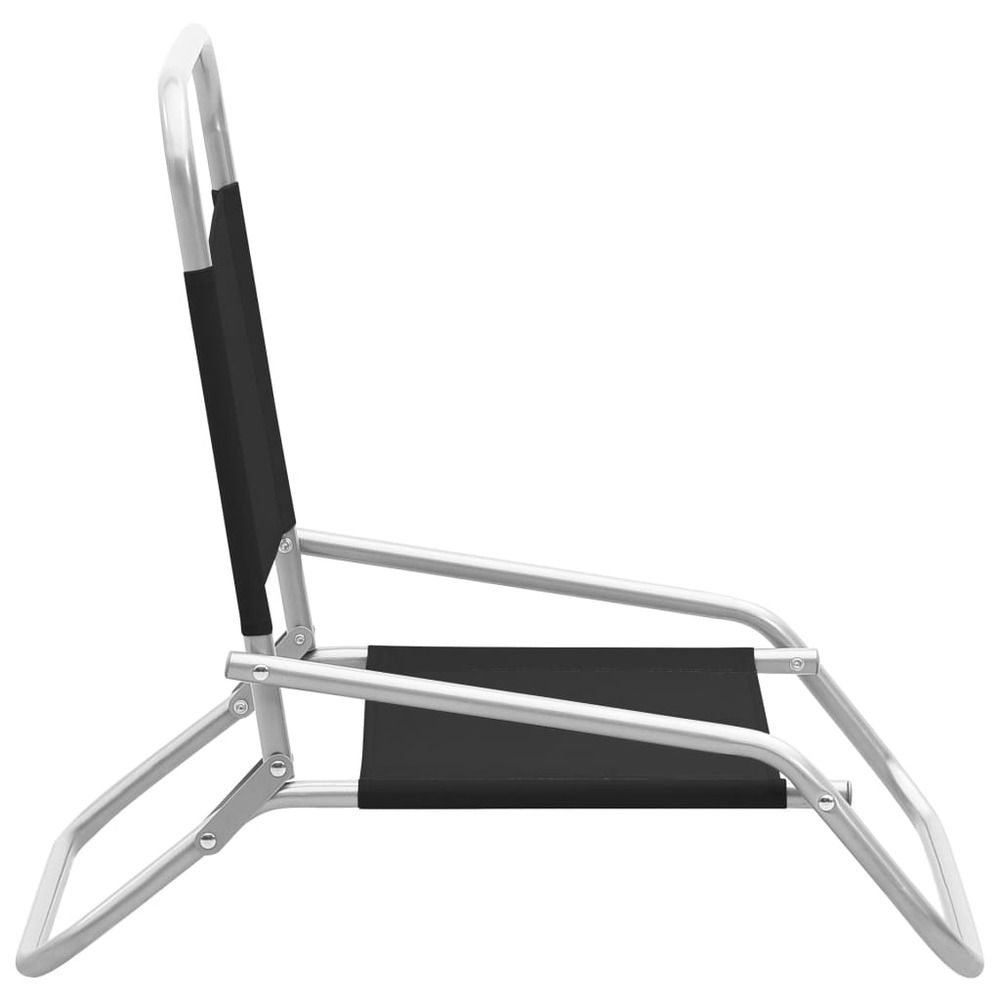 Chaises de plage pliables 2 pcs noir tissu