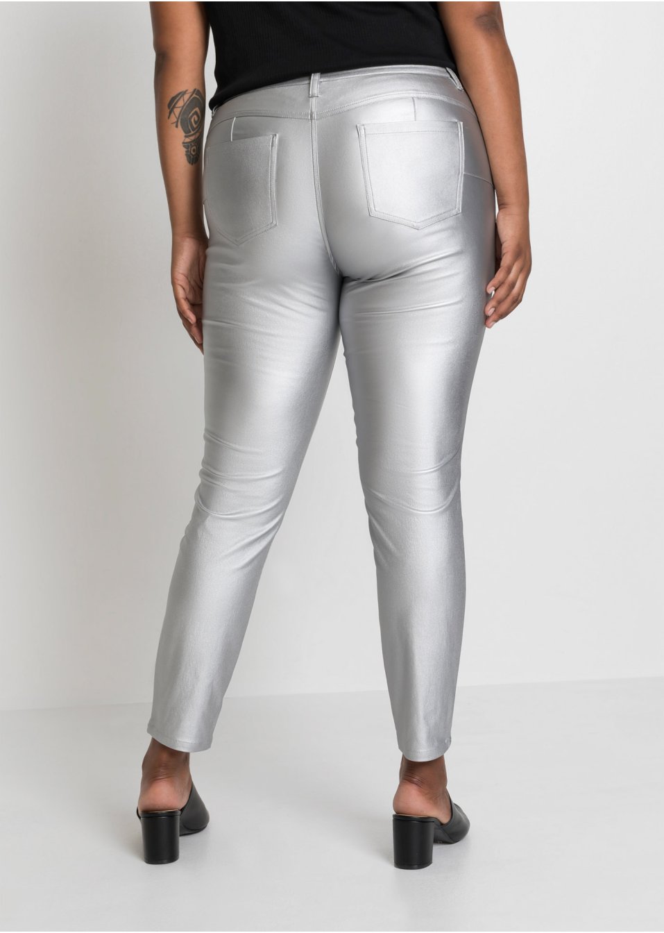 Pantalon push-up enduit au look métallique