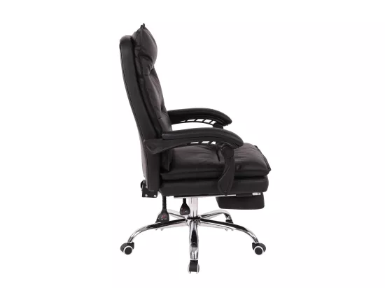 Chaise de bureau - Similicuir & Métal chromé - Noir - Power