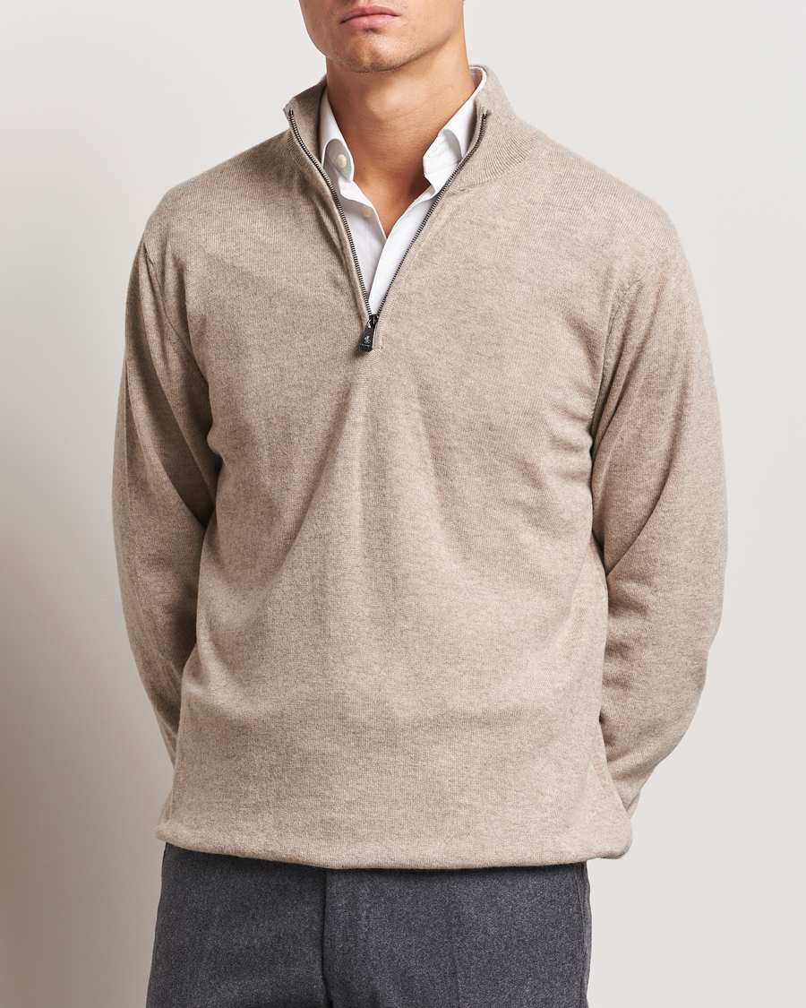 Piacenza Cashmere Cashmere Half Zip Sweater Beige