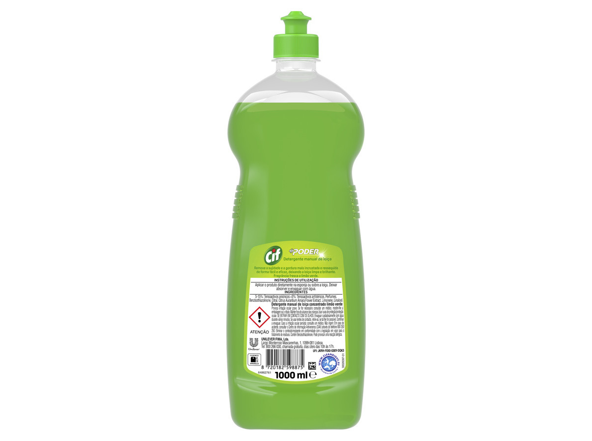 DETERGENTE CIF LOIÇA MANUAL CONCENTRADO LIMÃO VERDE 1L