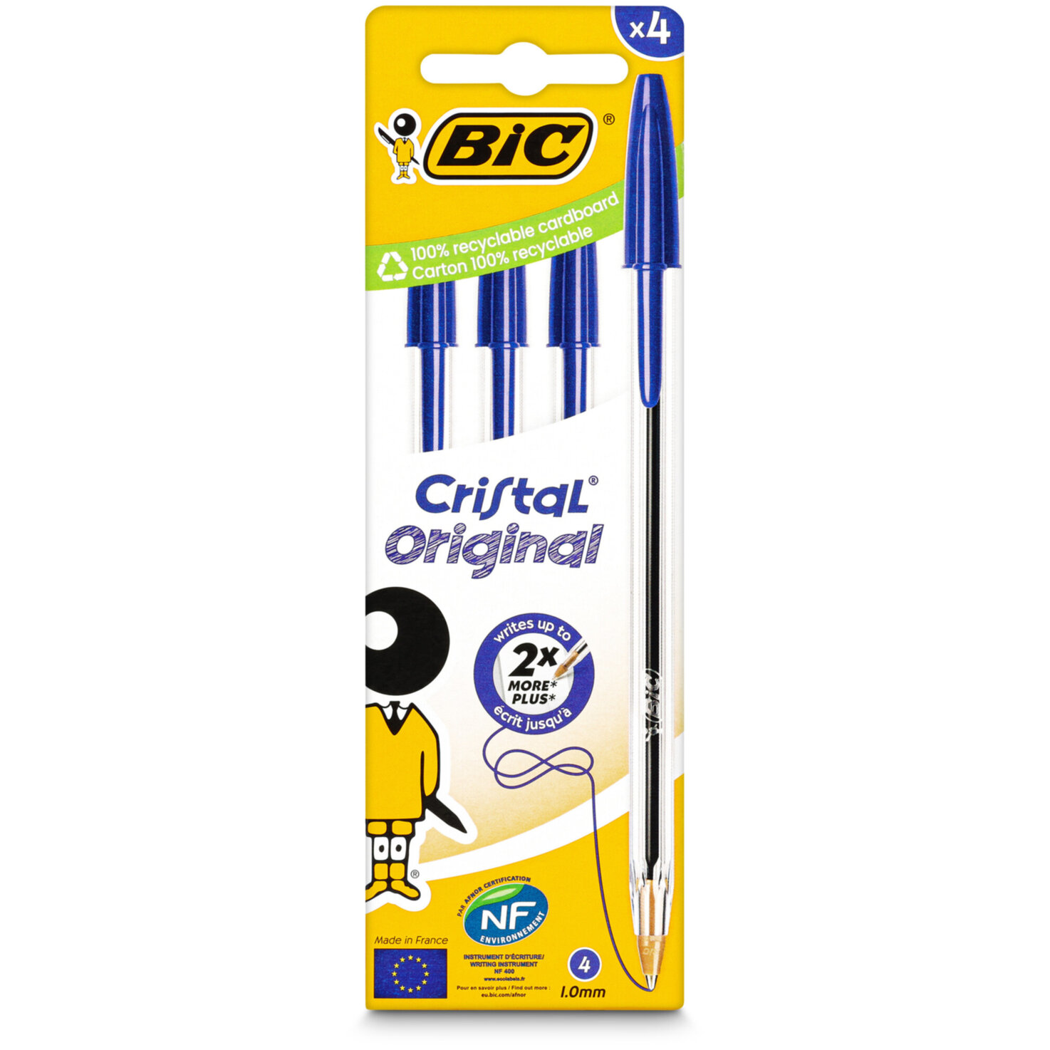 Bic Cristal Kugelschreiber blau 4 Stück