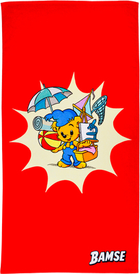 Swimpy Bamse Stranden Badehåndkle, Rød