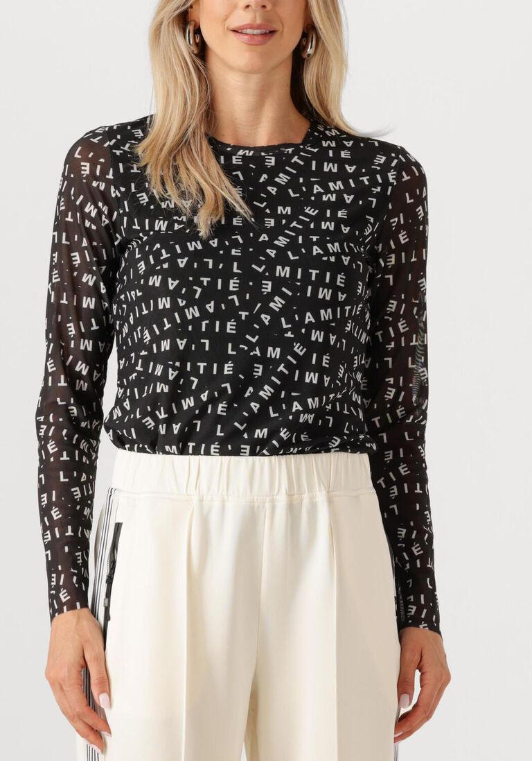 zwarte haute l'amitié top l'amitie mesh ls o-neck