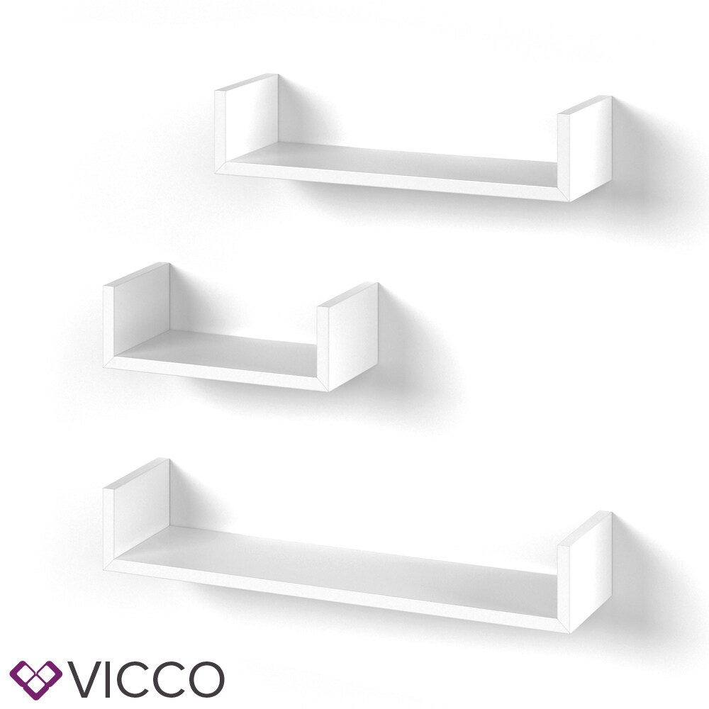 VICCO 3er Set Wandregal Hängeregal Bücherregal Wandboard Trend Regal Weiß