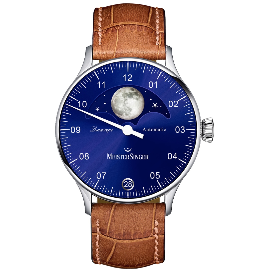 MeisterSinger Lunascope Moonphase Sonnenschliff Blau