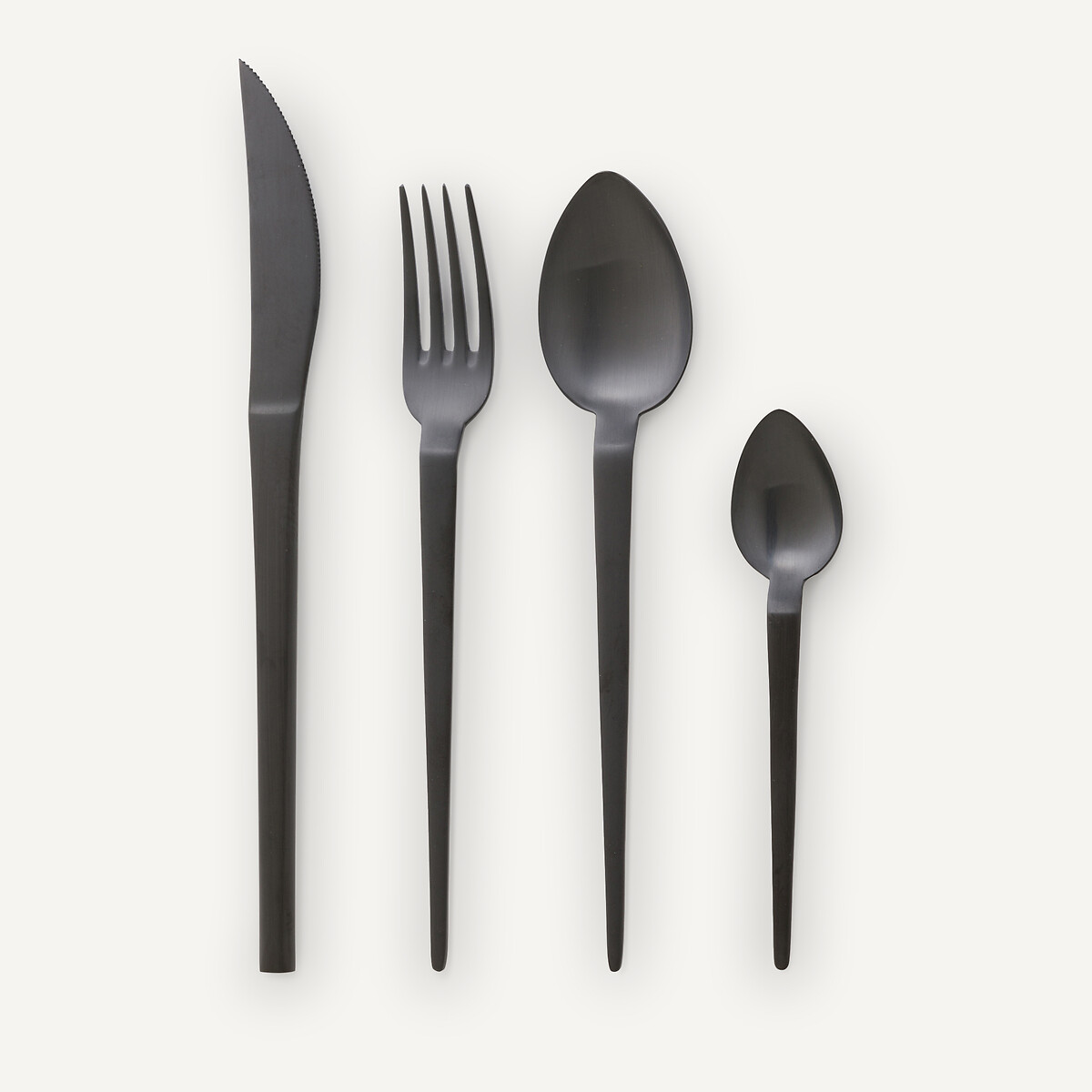 AM.PM<br>Conjunto de talheres de 16 peças em aço inoxidável preto fosco, Oslo