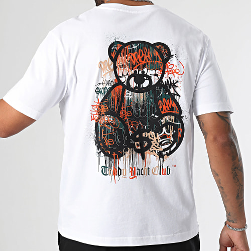 Tee Shirt Oversize Large Art Series Dripping Orange Blanc