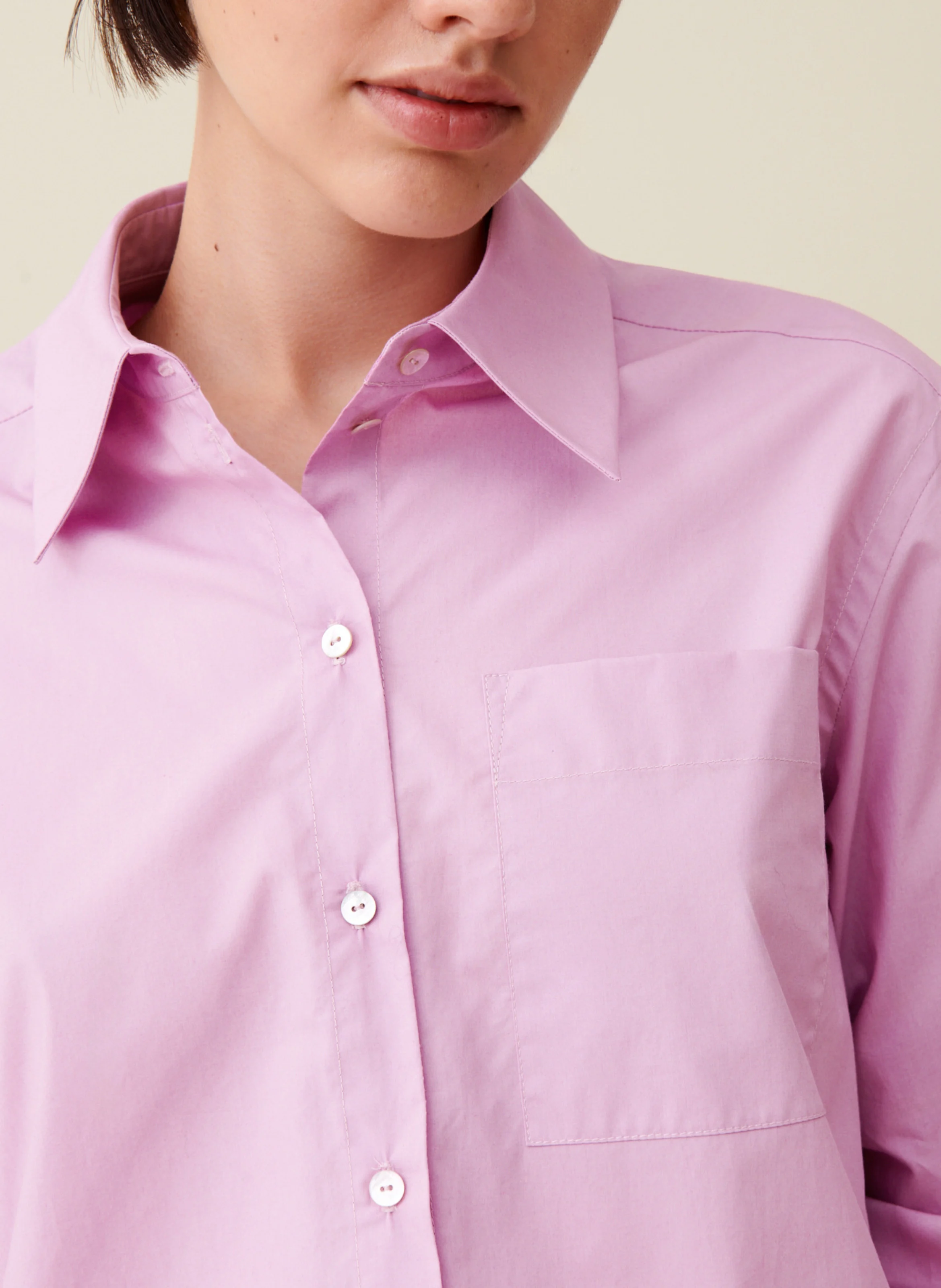 Chemise col classique en coton | Rose