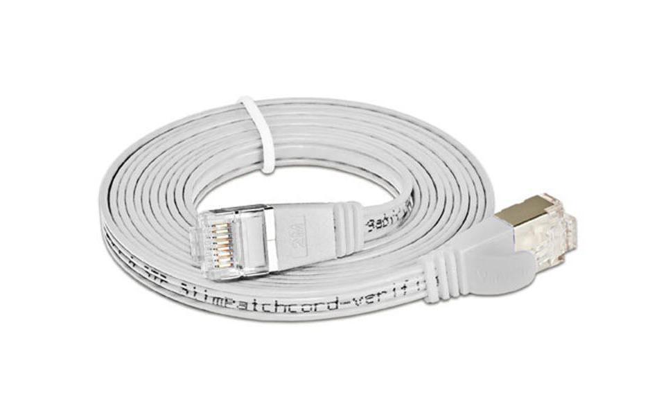 Slimpatchkabel RJ-45 - RJ-45, Cat 6, STP, 1.5 m, WeissGeschirmtes Twisted-Pair-Kabel (STP) mit Klinkenschutz