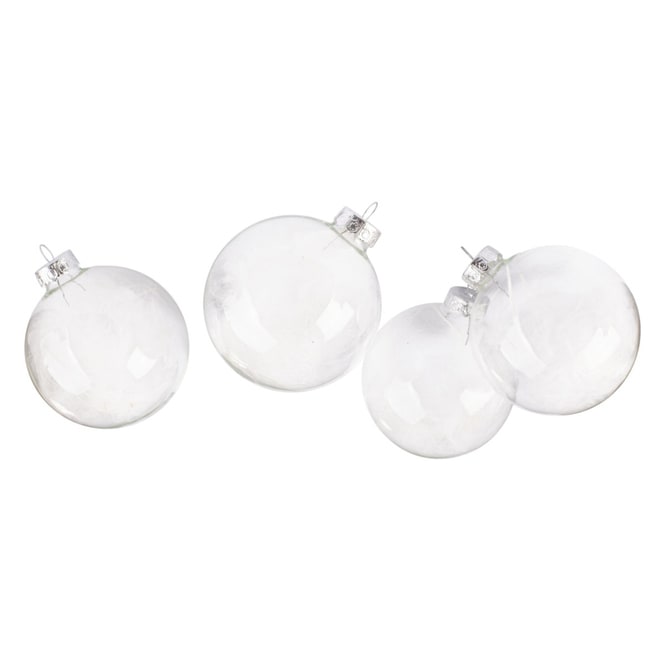 Christbaumkugeln - mit Federn - aus Glas - 4 Stück
