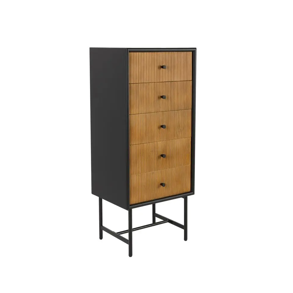 Housecraft Living Coztilla Kast/ Opbergkast Hoog Zwart/ Bruin
