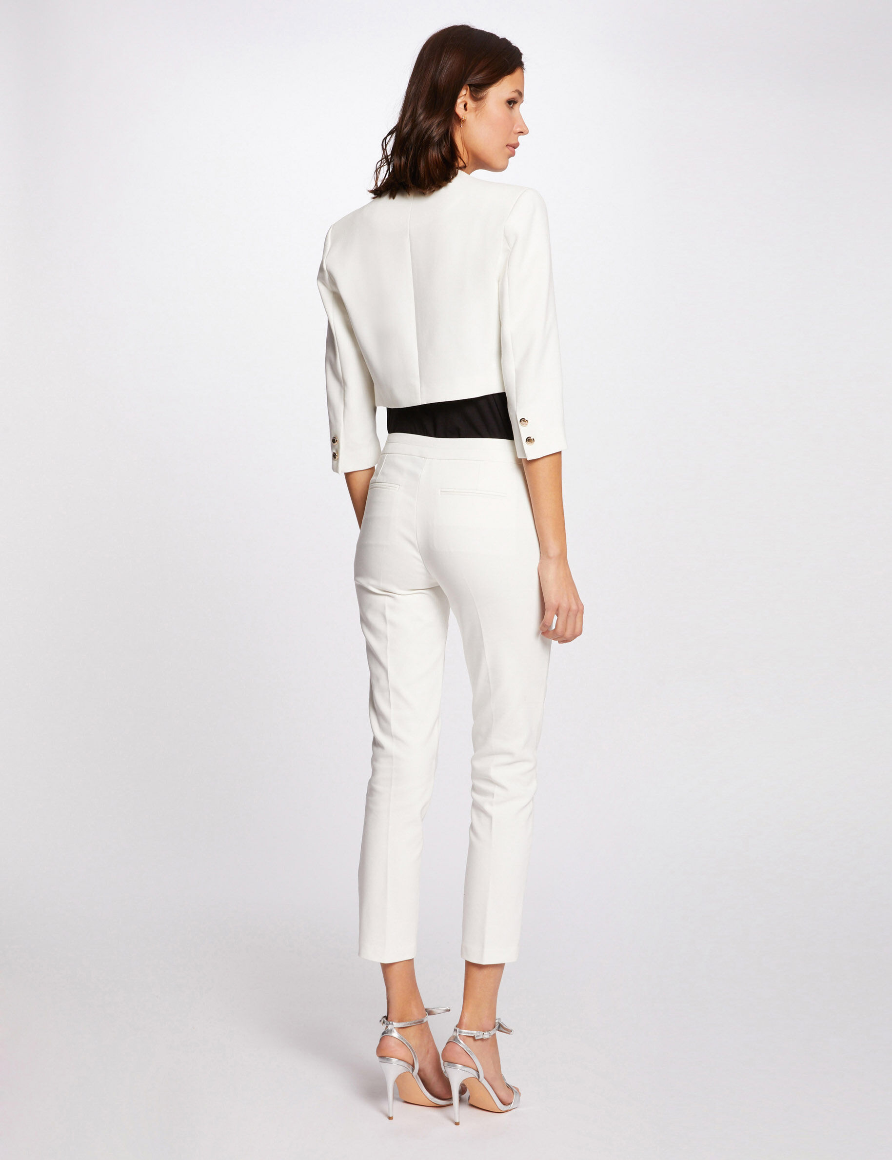 Veste droite manches 3/4 ecru femme - ecru