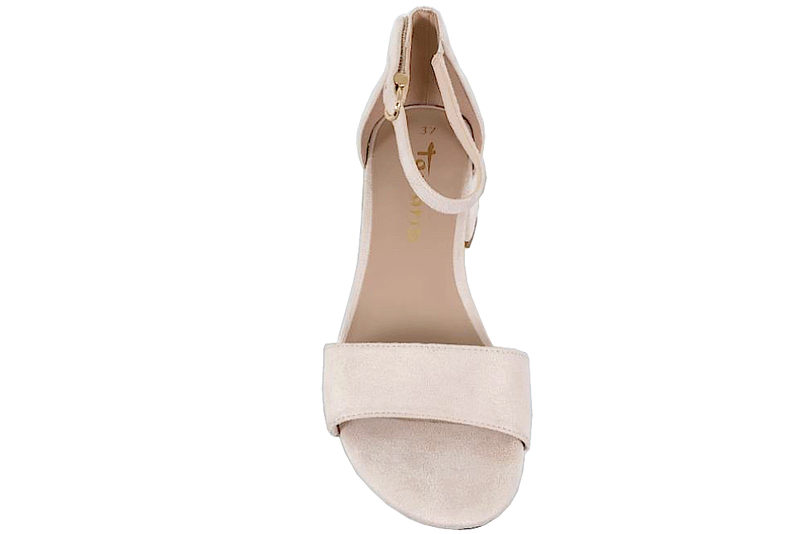 TAMARIS SANDAL I NUDE TEKSTIL PÅ HÆL