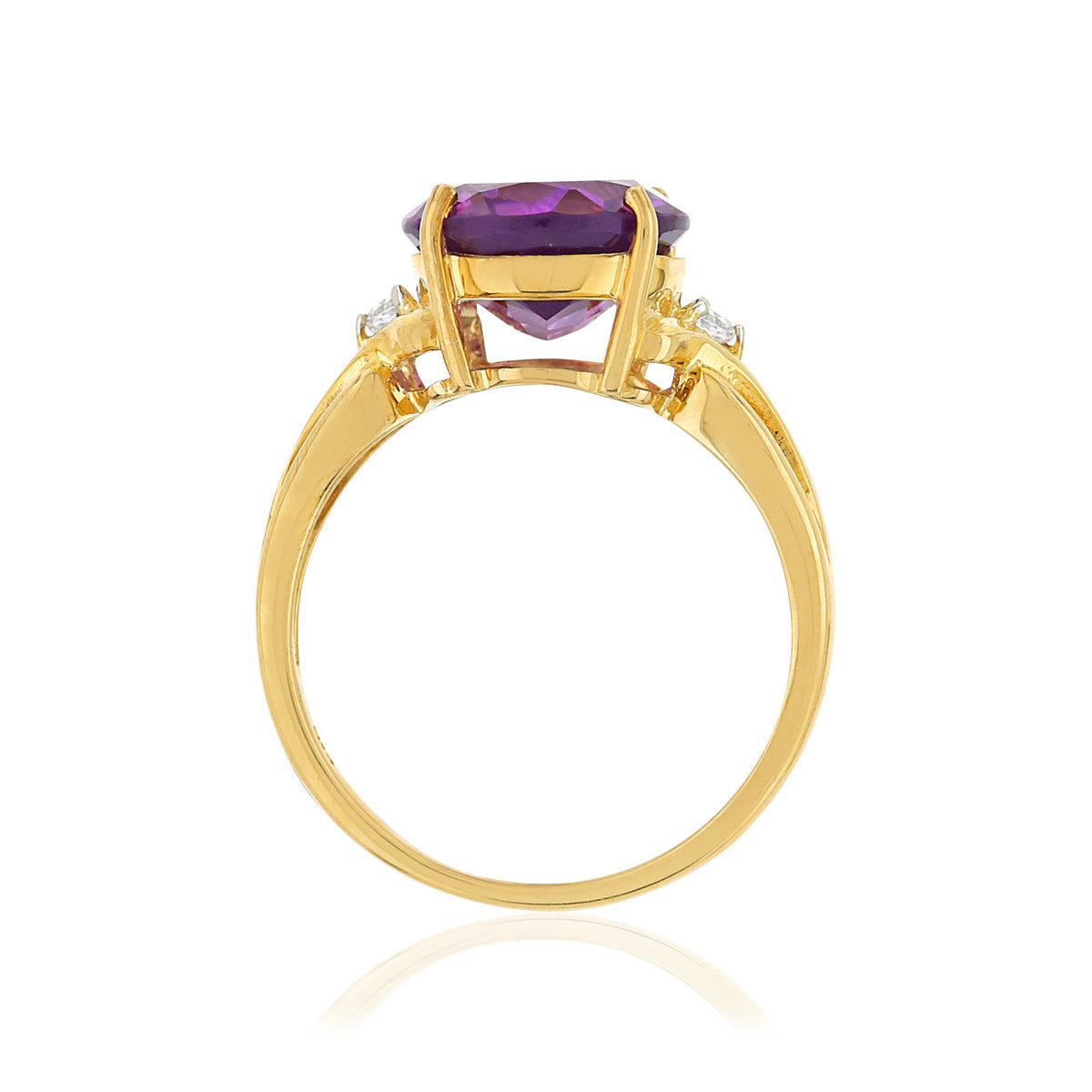 Bague or 375 jaune améthyste ovale et topazes