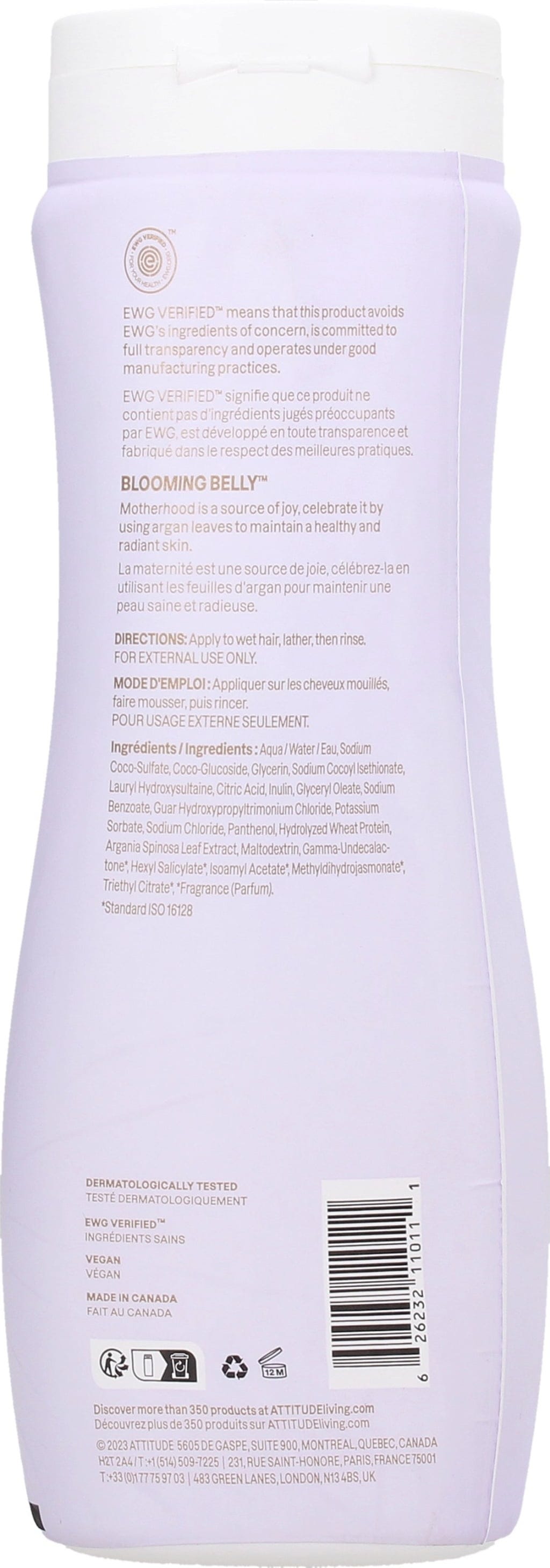 ATTITUDE  Blooming Belly Natural Shampoo Argan, 473 ml