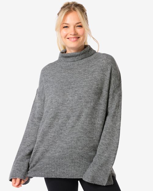 Col roulé Frankie en maille pour femmes gris clair