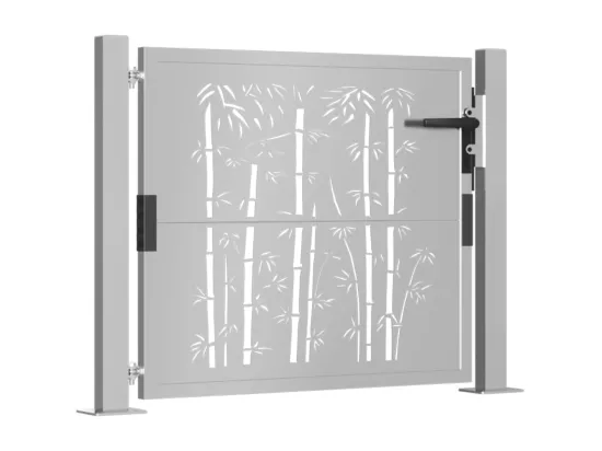 Portail de jardin 105x80 cm acier corten design de bambou
