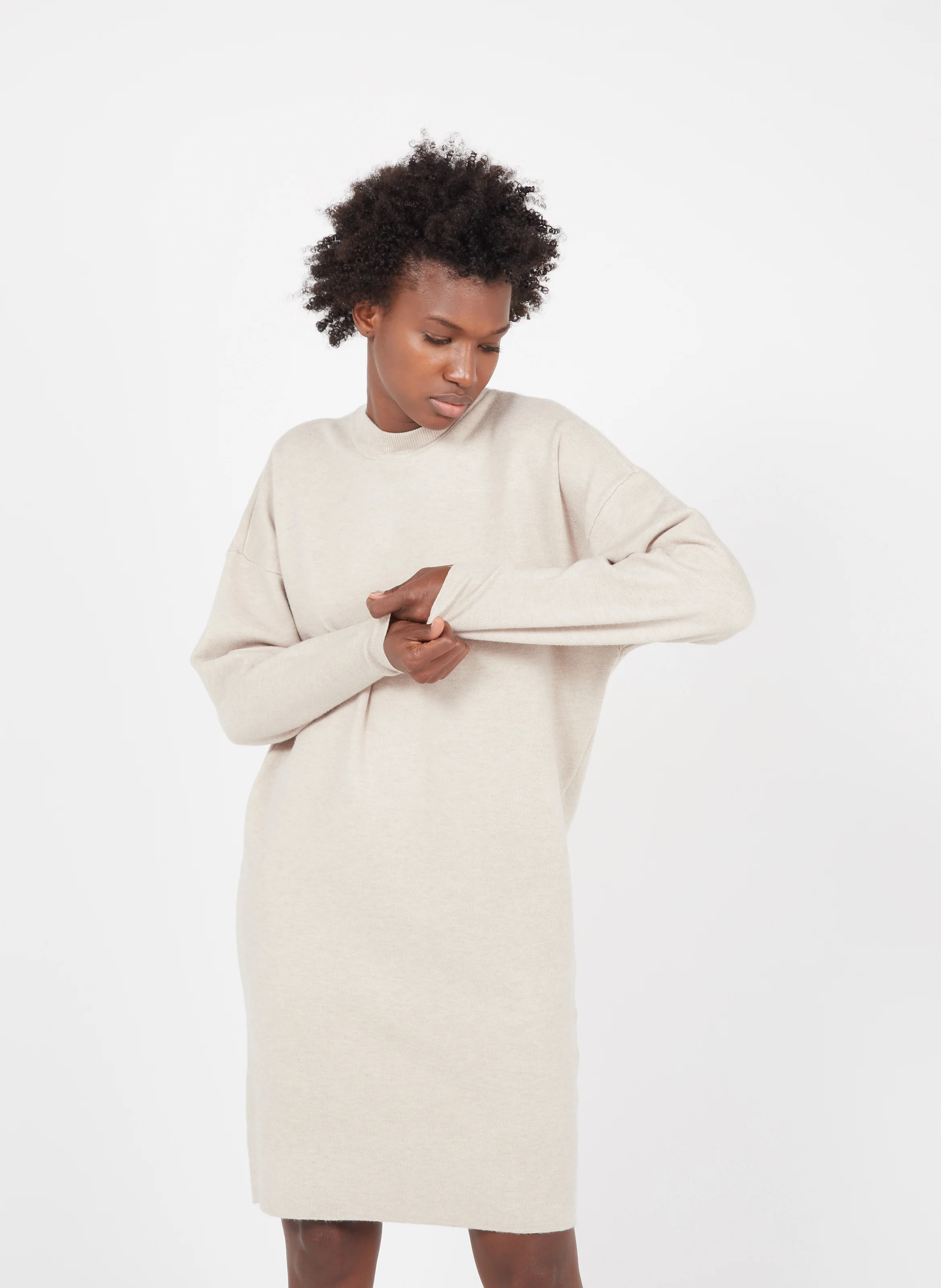 Robe pull courte | Beige