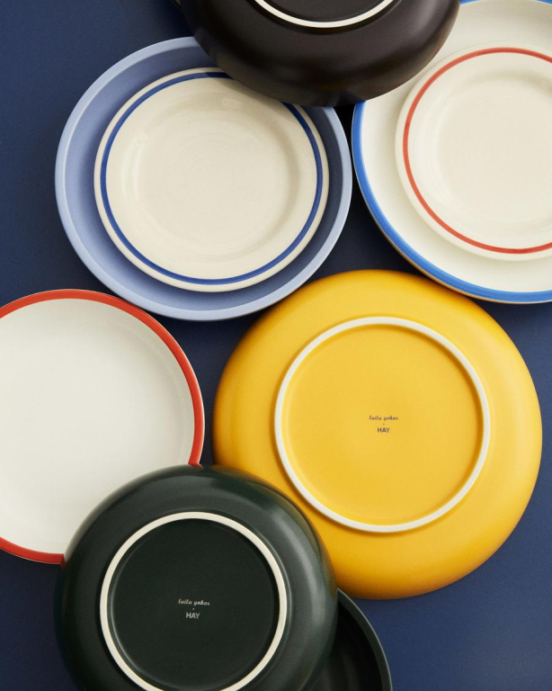 Hay Sombremesa dinerbord Ø24,5 set van 2 Blue/Yellow