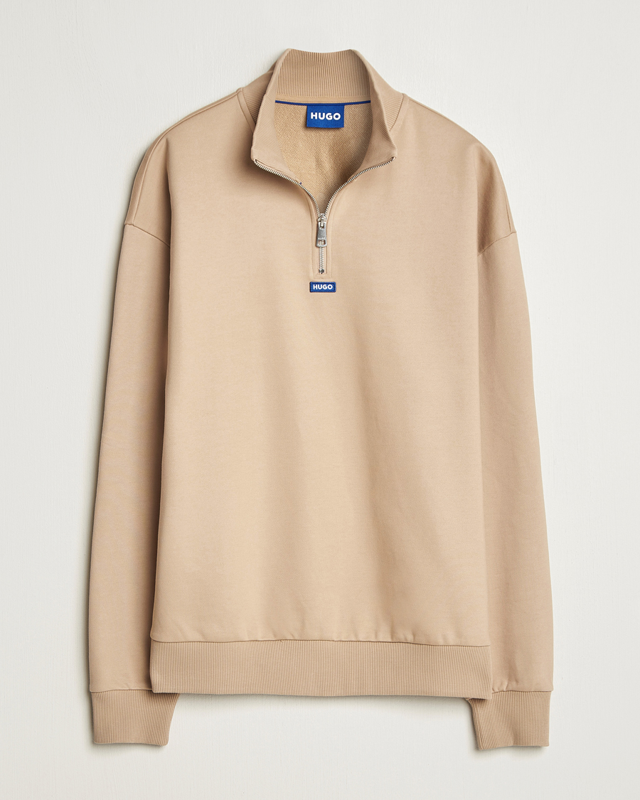 HUGO Neeler Half Zip Sweatshirt Medium Beige