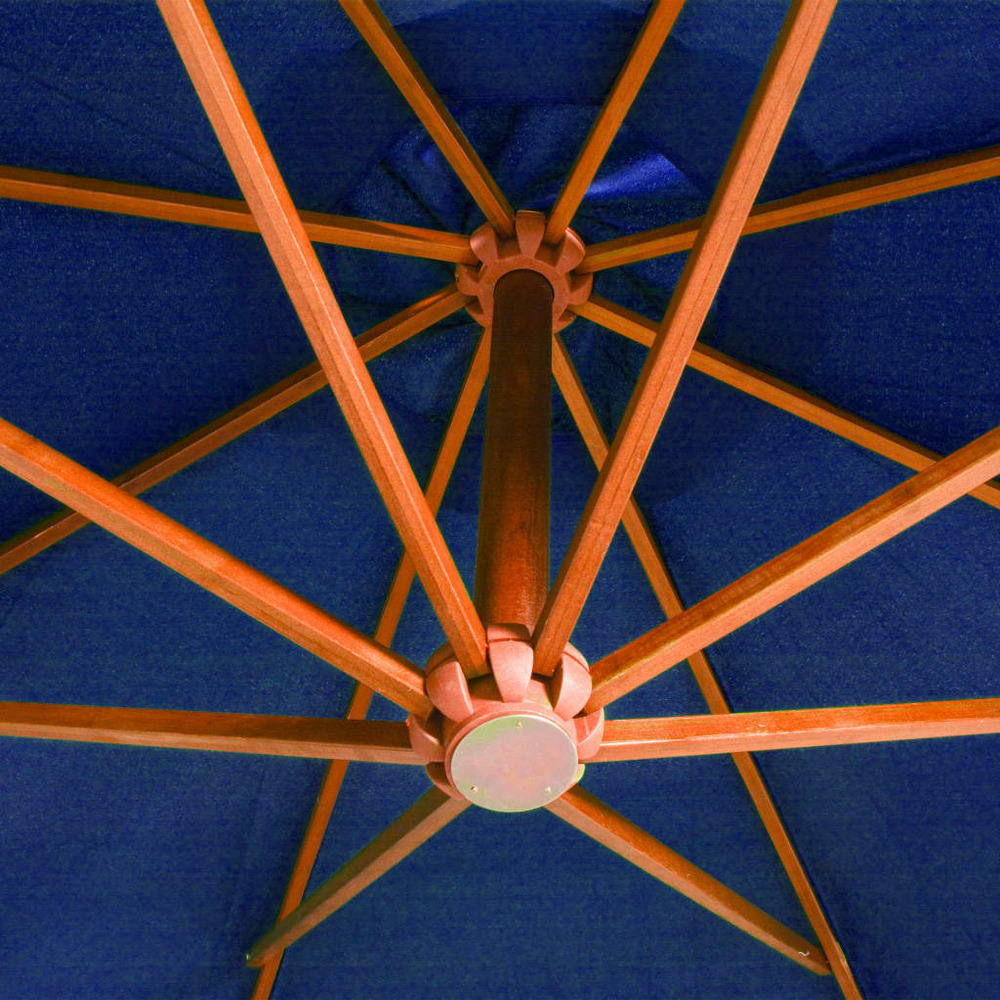 Parasol suspendu avec mât 3,5 x 2,9 m bois de sapin bleu