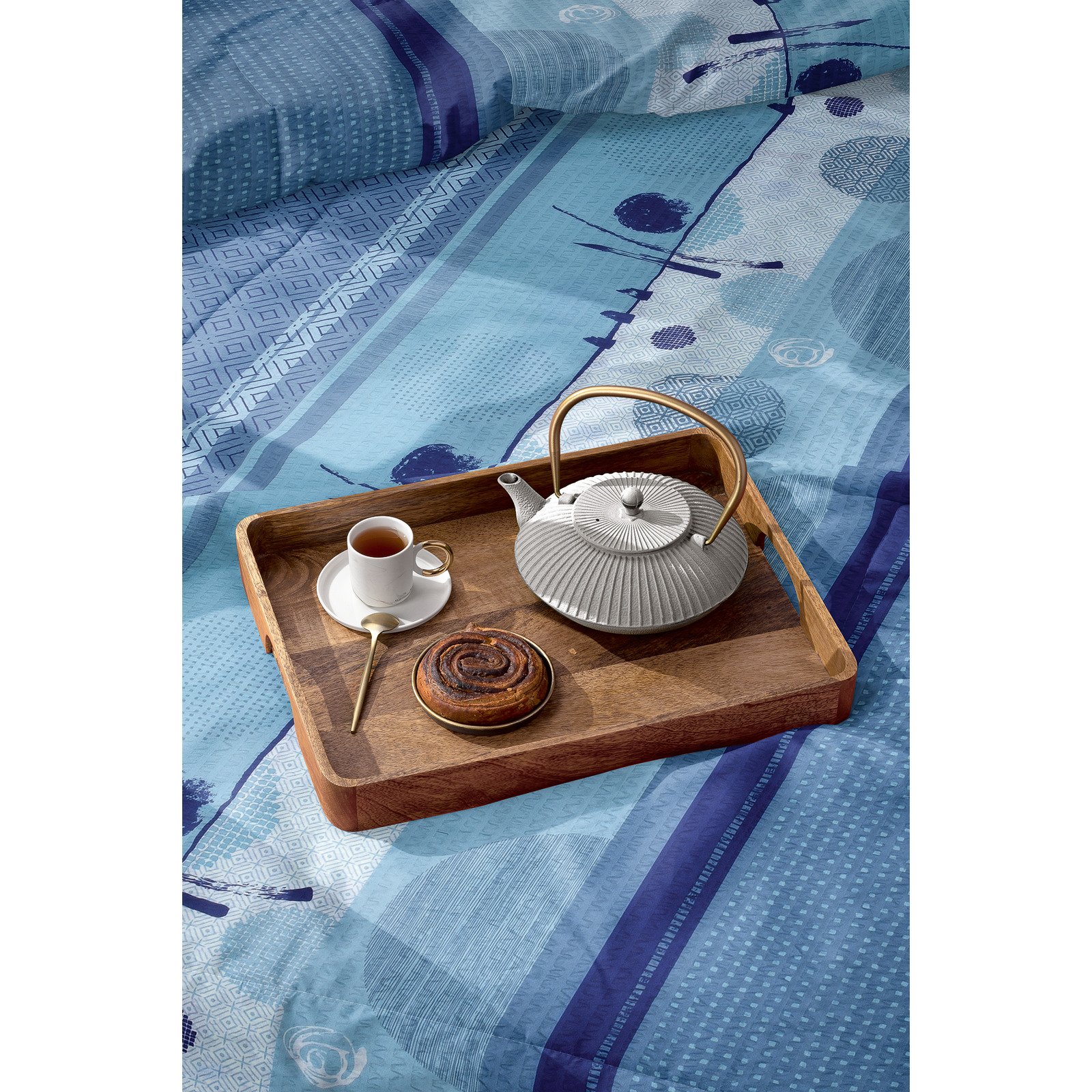 Bettwäsche Micro-Seersucker Muster blau 50x70 Kissenbezug