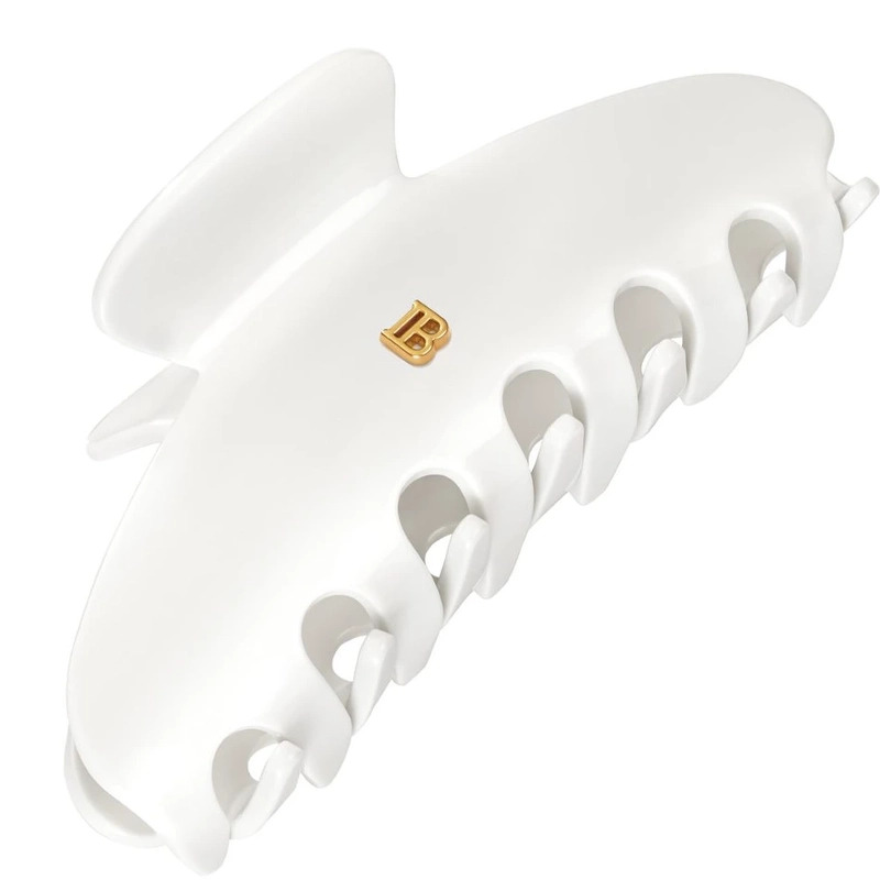 Balmain Accessories Cellulose Acetate Pince à cheveux Large White 18k Gold