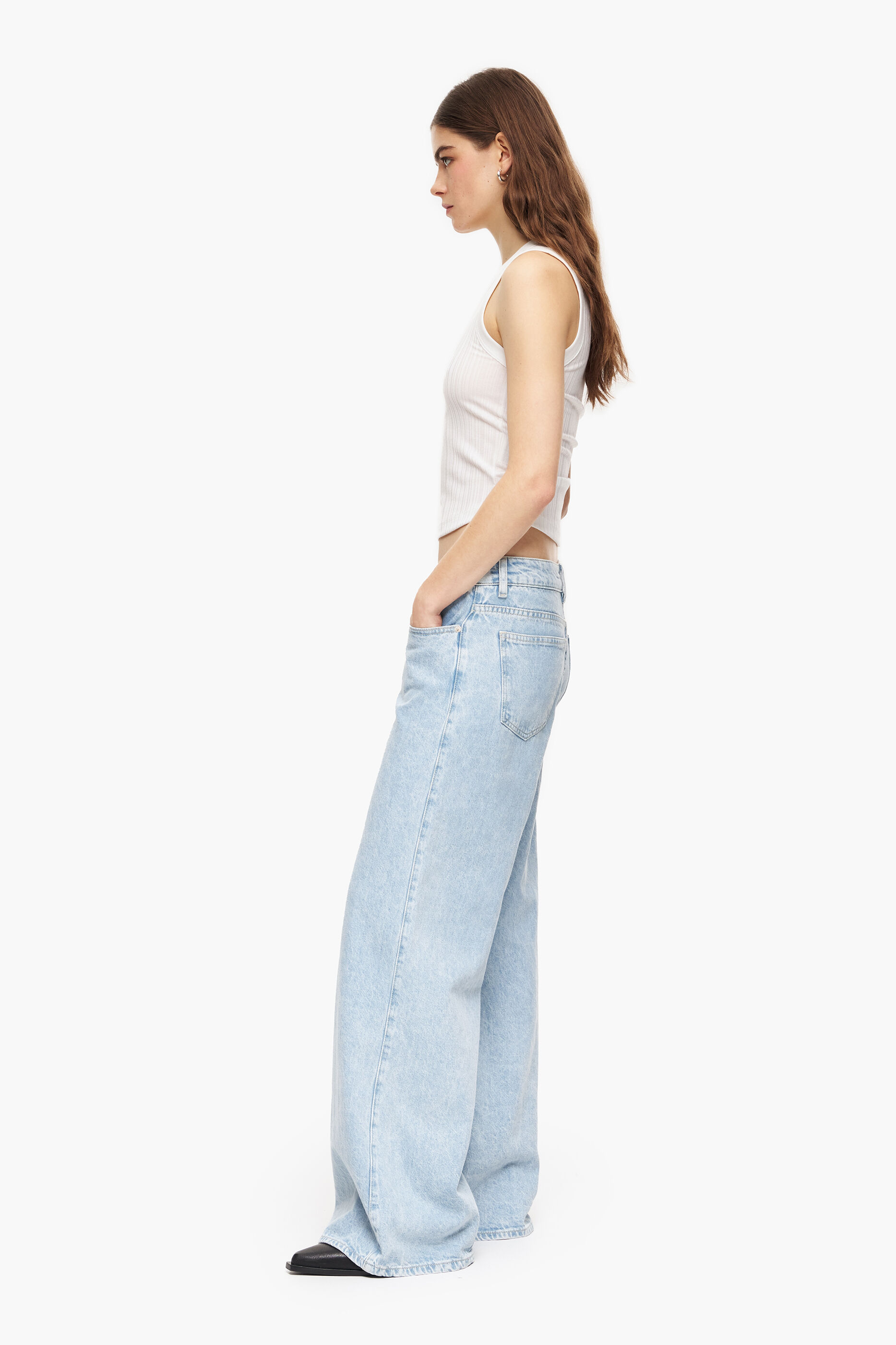CALÇA LARGA - Calça jeans azul de perna larga