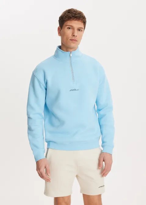 Brushed half zip sweater blauw (AQUA)