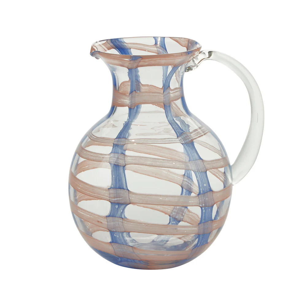 Bahne Interior  Unik ternet glaskande, blå/rosa - H22 cm