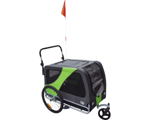 Karlie GO XL fietskar, ca. 144 x 74 x 84 cm, cabine ca. 90 x 56 x 63 cm, voor honden tot 45 kg, grijs/groen