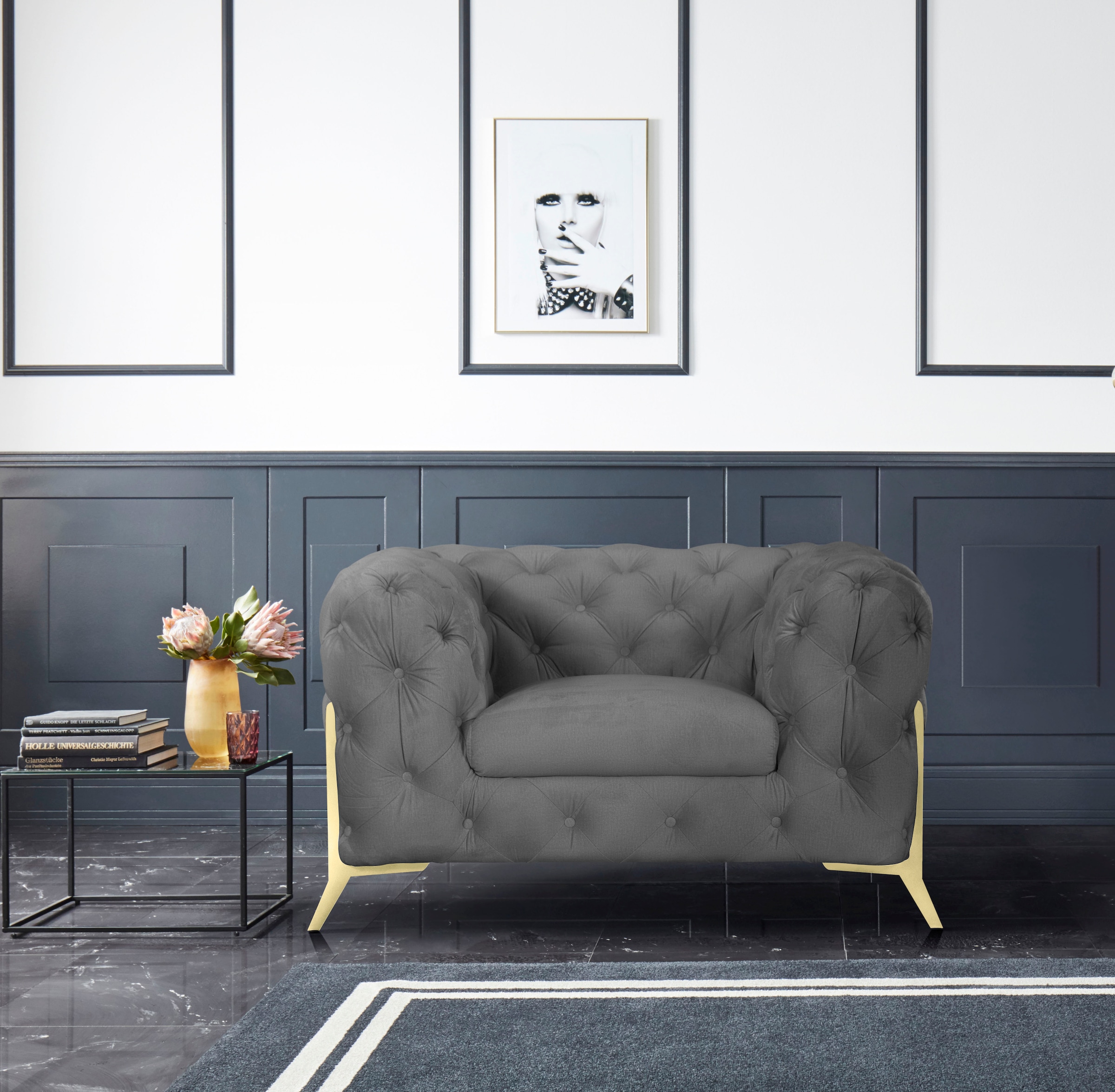 Home affaire Chesterfield-Sessel »Amaury Sessel« aufwändige Knopfheftung, moderne Chesterfield Optik, Fussfarbe wählbar