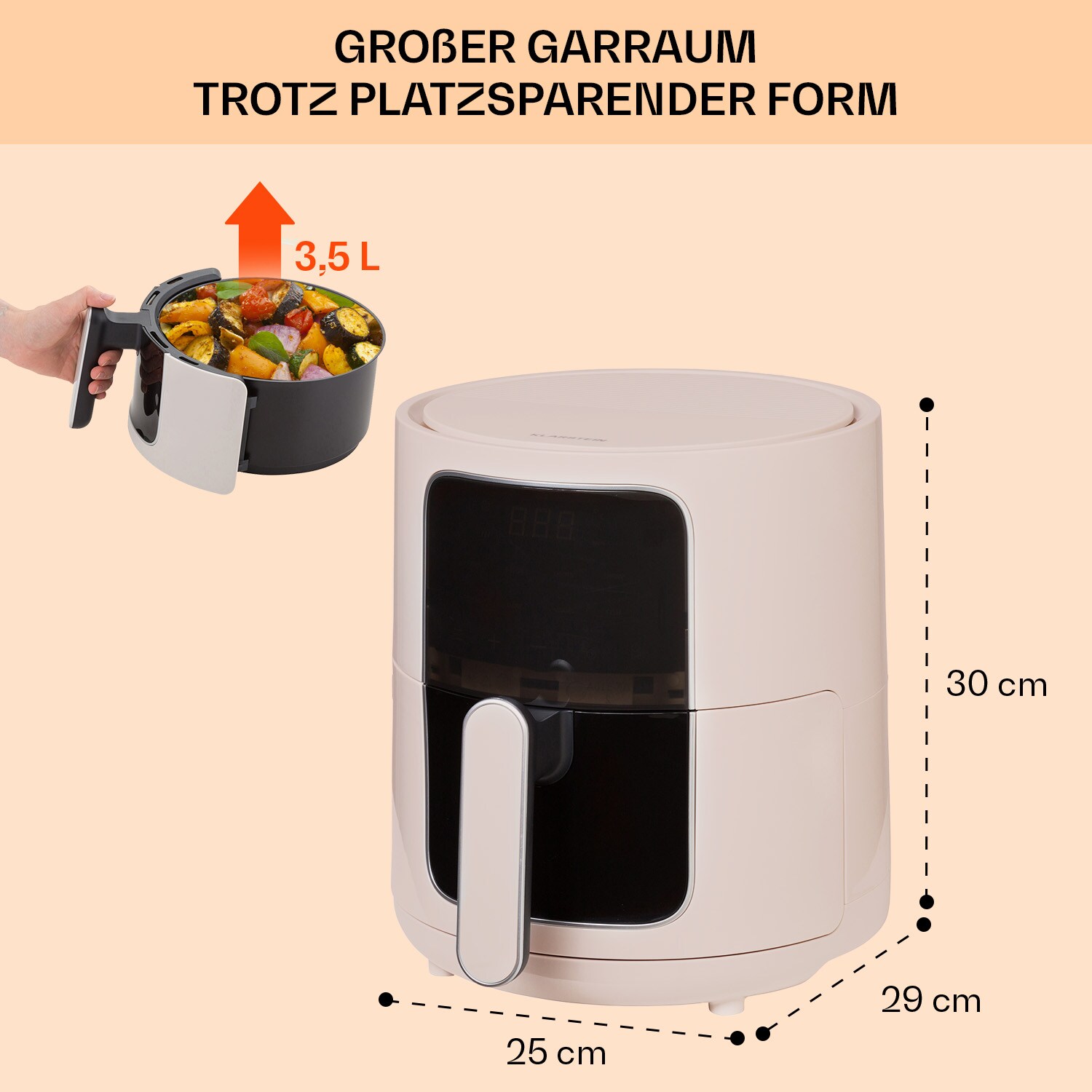 Crisp-Pro Heißluftfritteuse Air Fryer 1400W 3,5 Ltr 8 Programme Timer