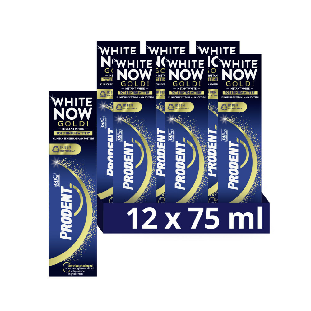 12x Prodent Tandpasta White Now Gold75 ml