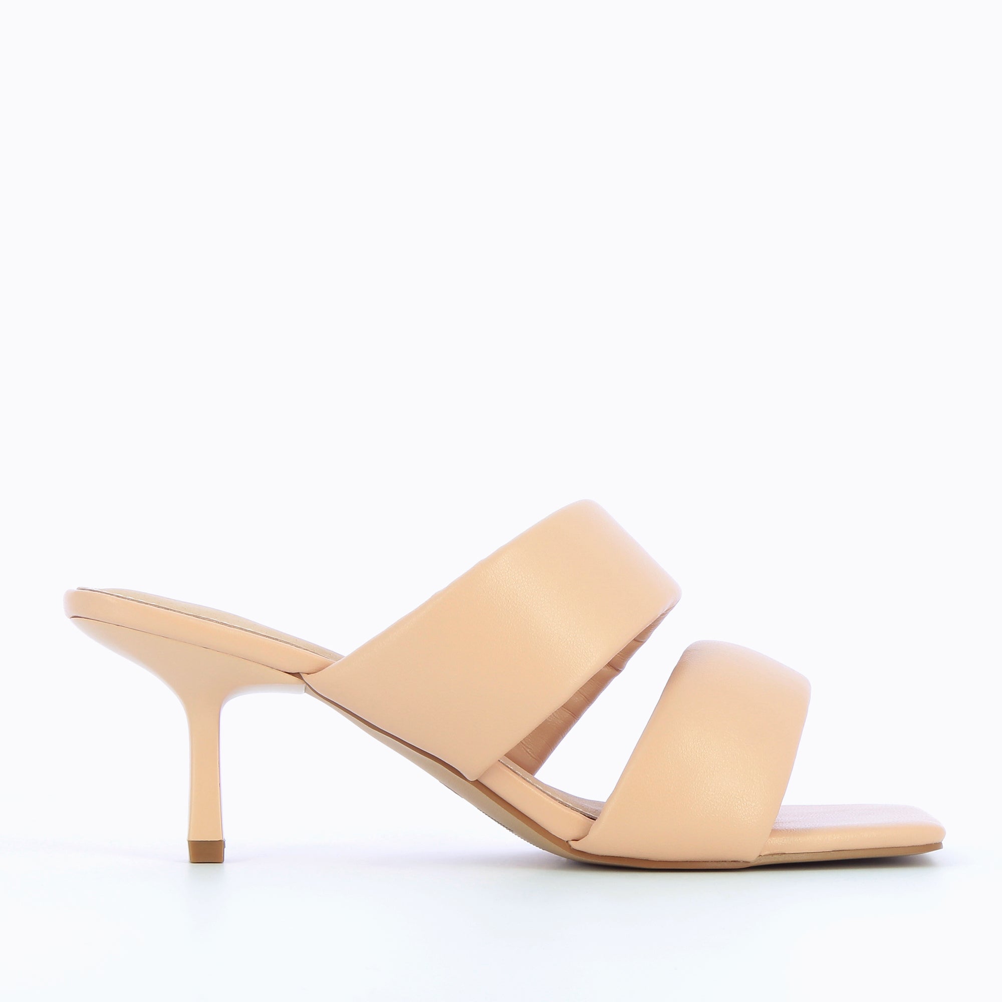 Sandales à talon, Compensées-Mules Elia rose pâle à brides rembourrées
