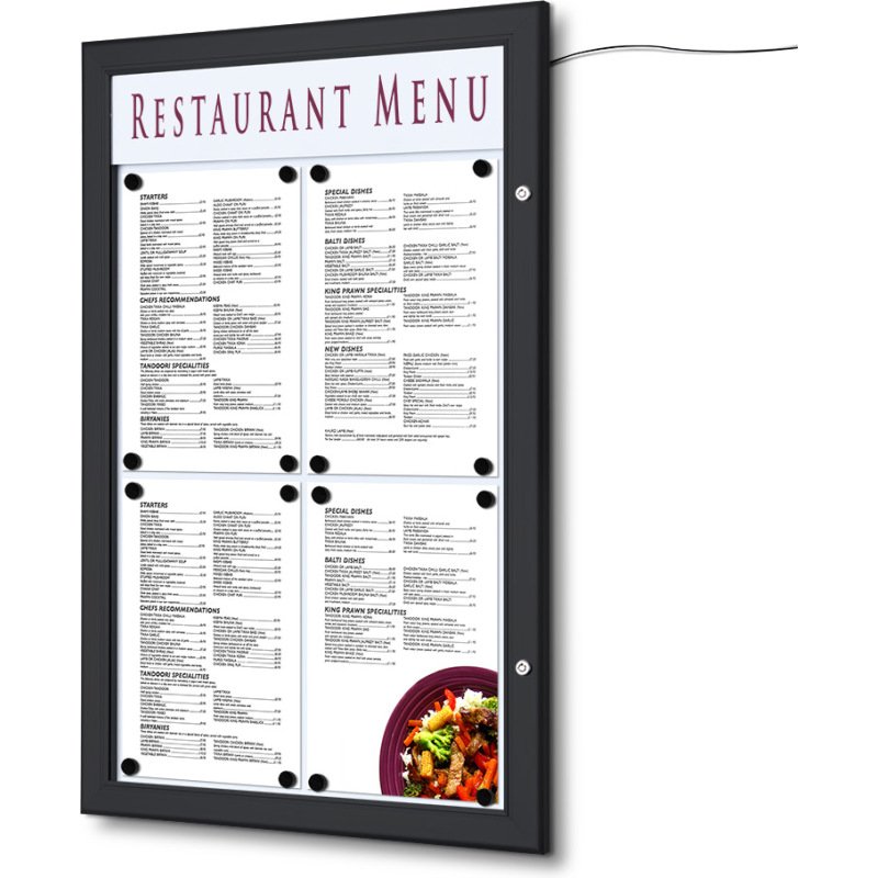 Porte-menu extérieur avec LED