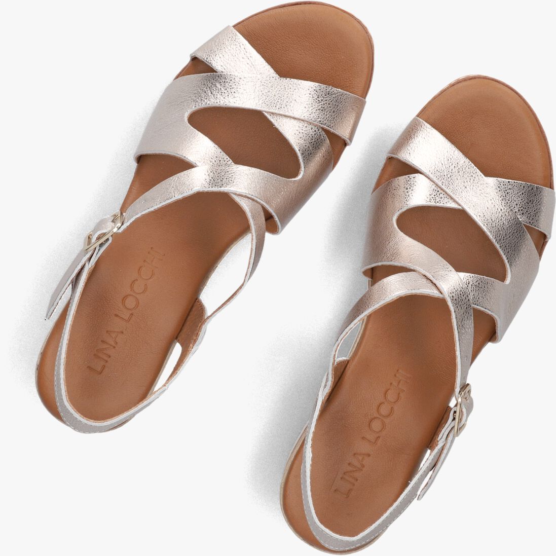goudkleurig lina locchi sandalen met hak 5547