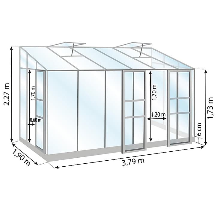 Serre en verre Lams Melissa alu naturel 7,20m²