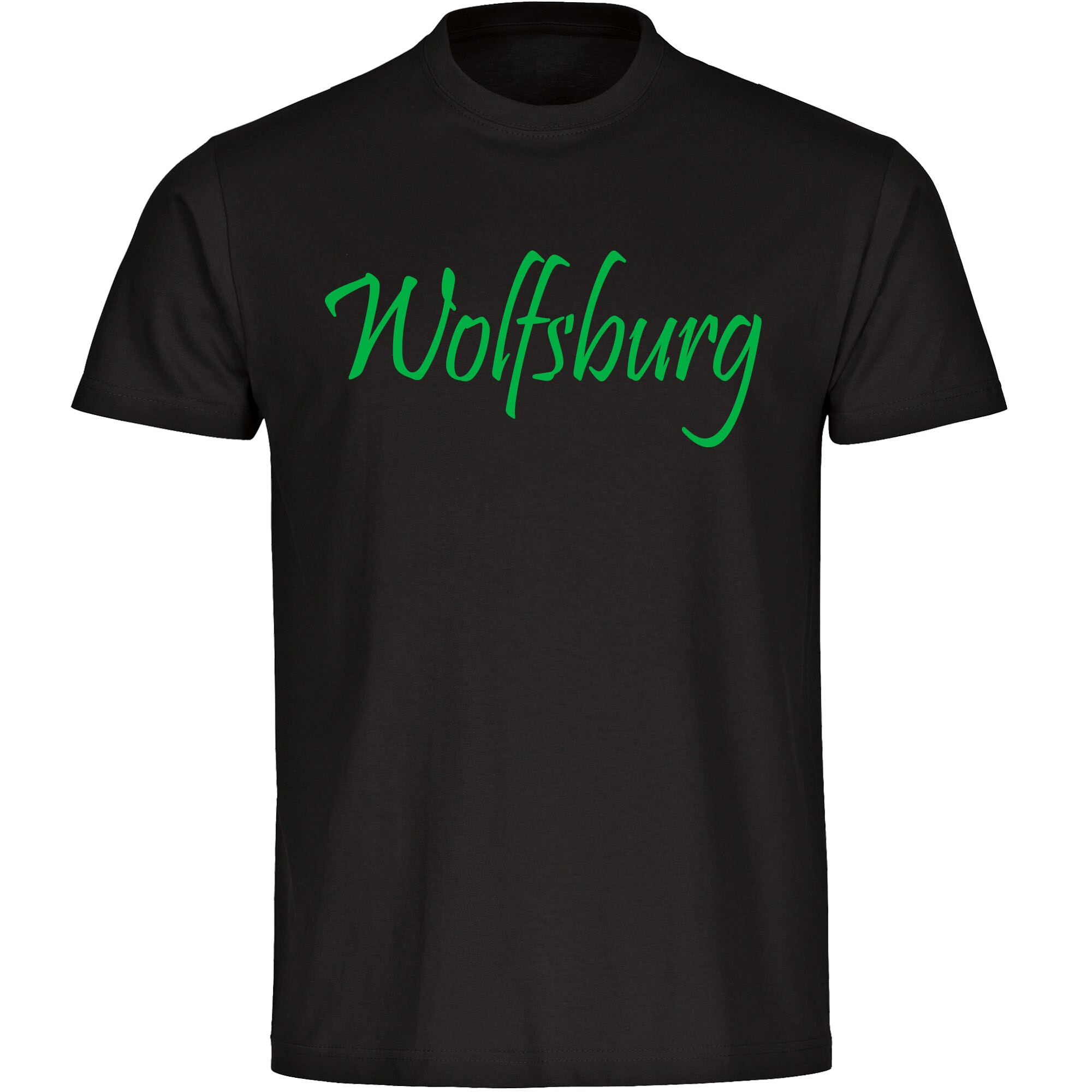 multifanshop® Herren T-Shirt - Wolfsburg - Schriftzug - Druck grün
