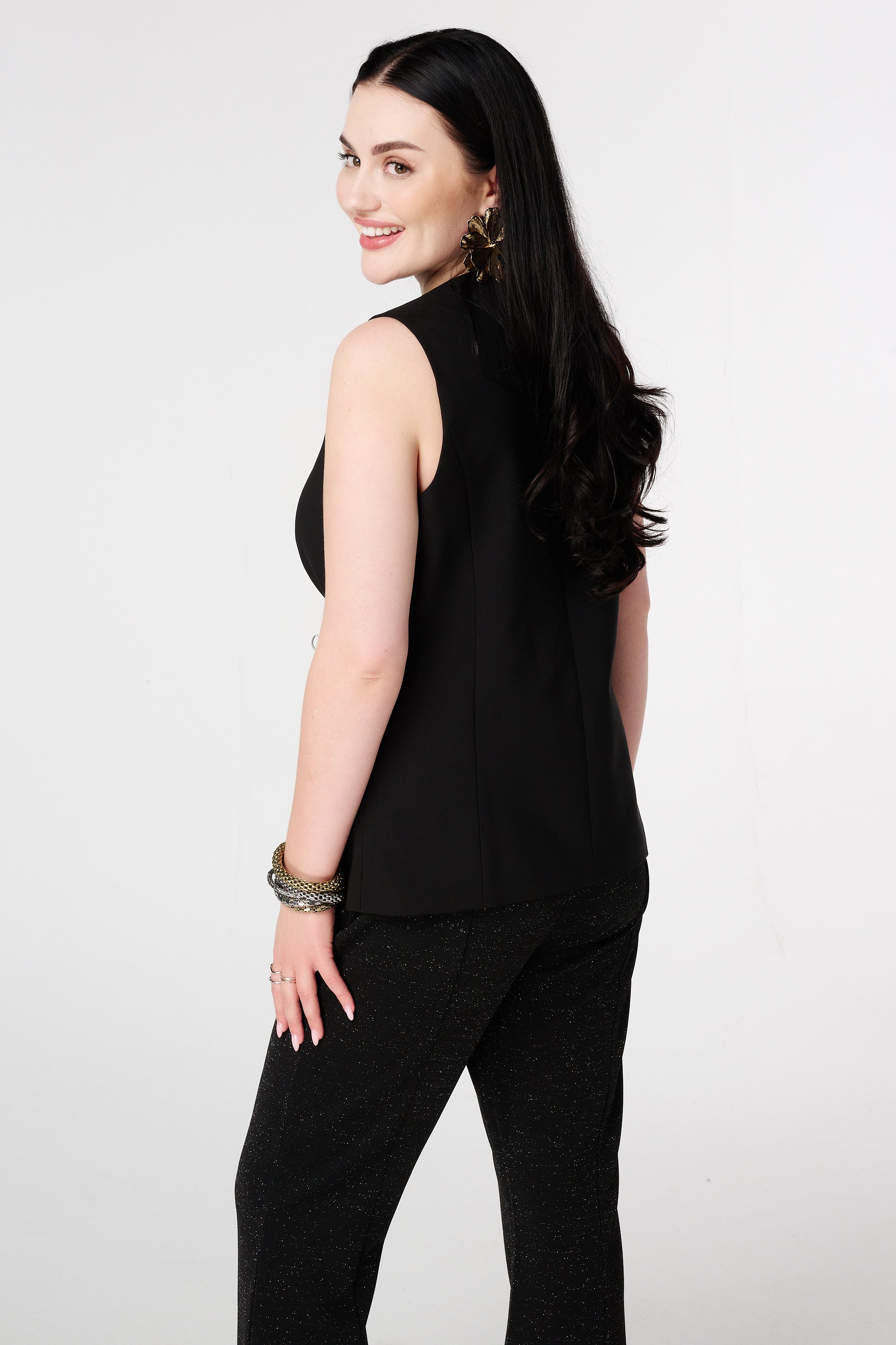Gilet met knoopsluiting Zwart