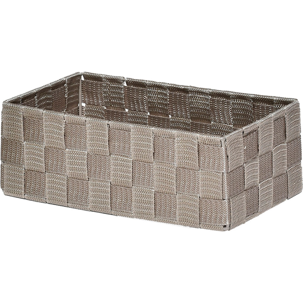 Panier de rangement rectangulaire polyester taupe 27x9.5x14cm
