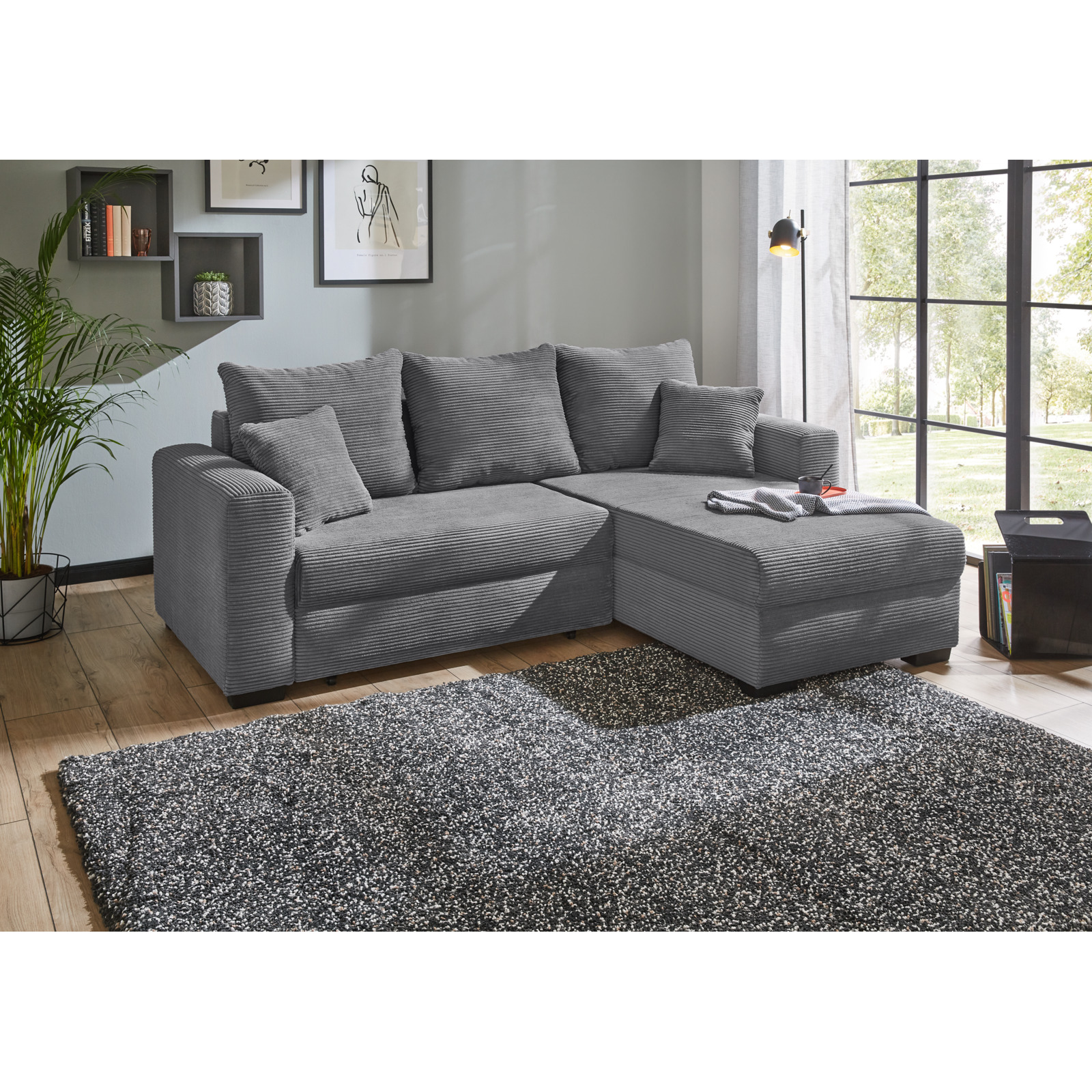 Ecksofa Malte Cordstoff grau