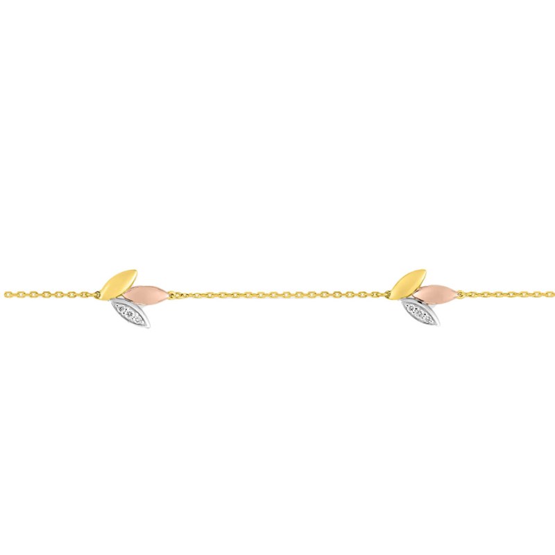 Bracelet Femme - Or 18 Carats - Diamant 0,06 Carats - Longueur : 18 cm