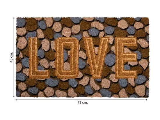 Tapis d'entrée en PVC imprimé et fibre pressée marron 45x75